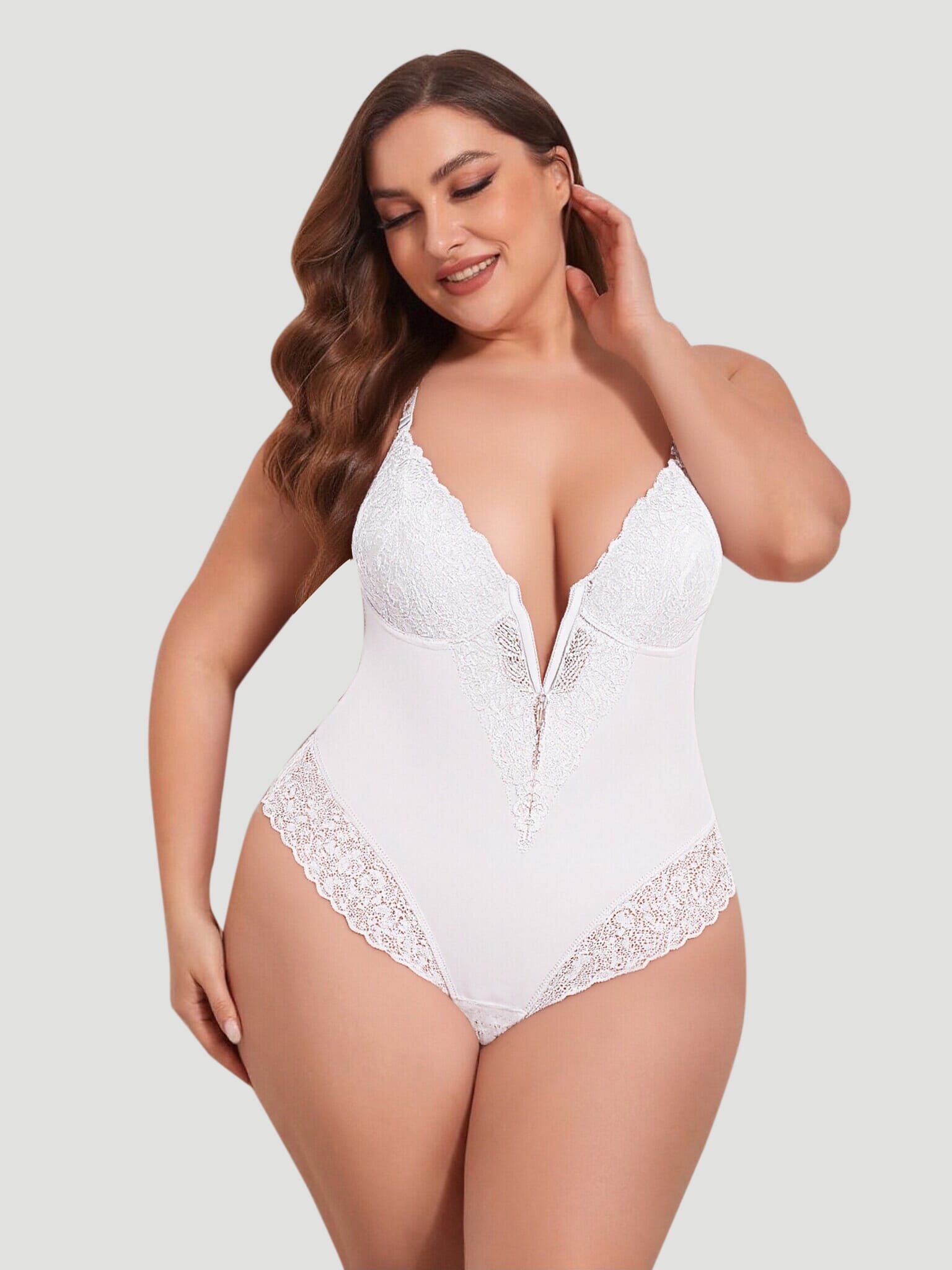 Lace Deep-V Neck Bodysuit