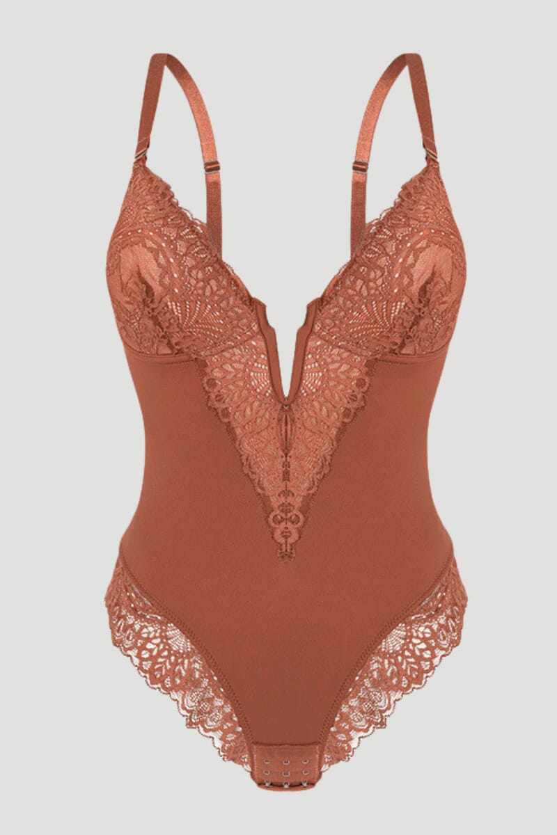 Lace Deep-V Neck Bodysuit