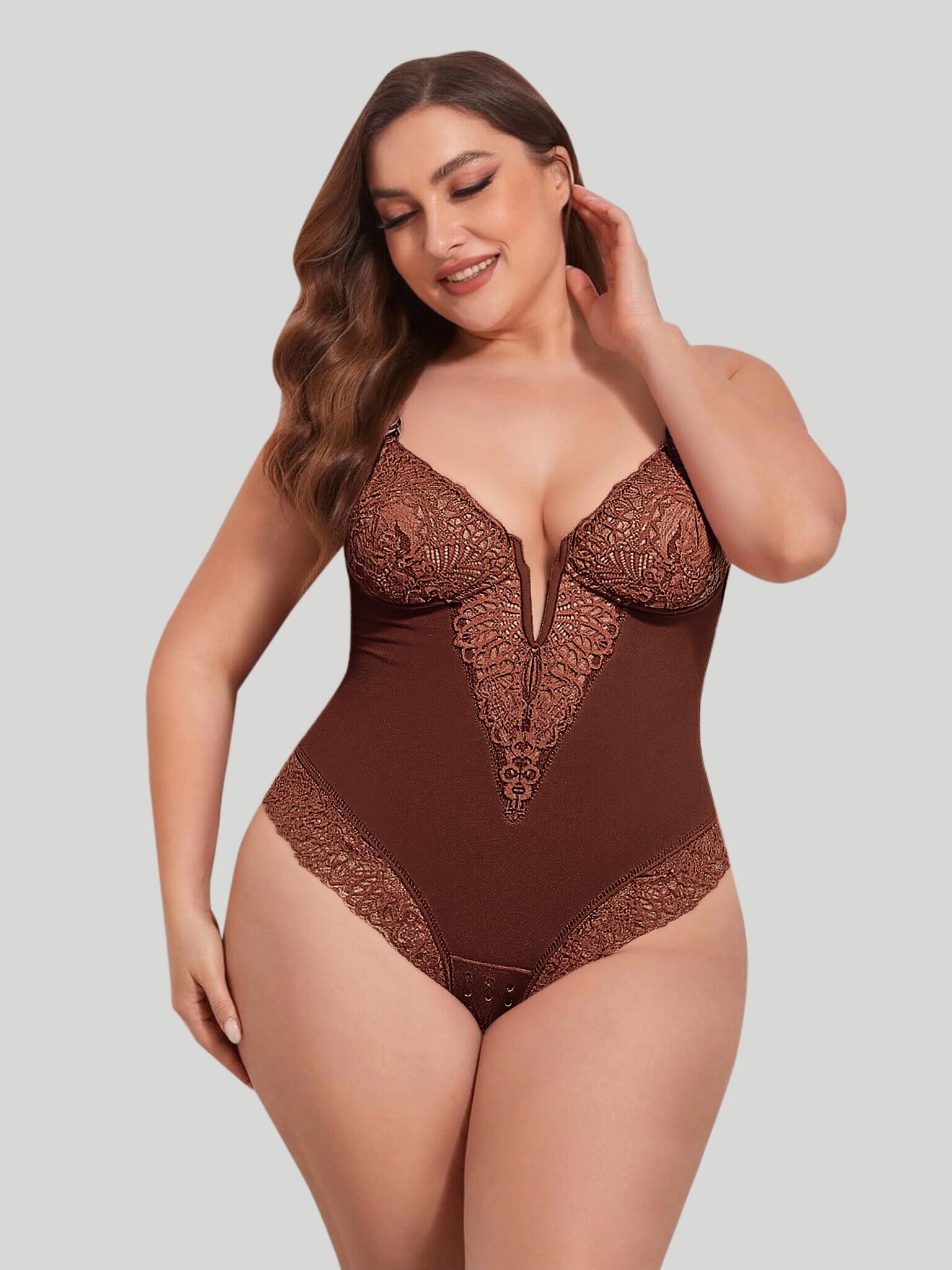 Lace Deep-V Neck Bodysuit