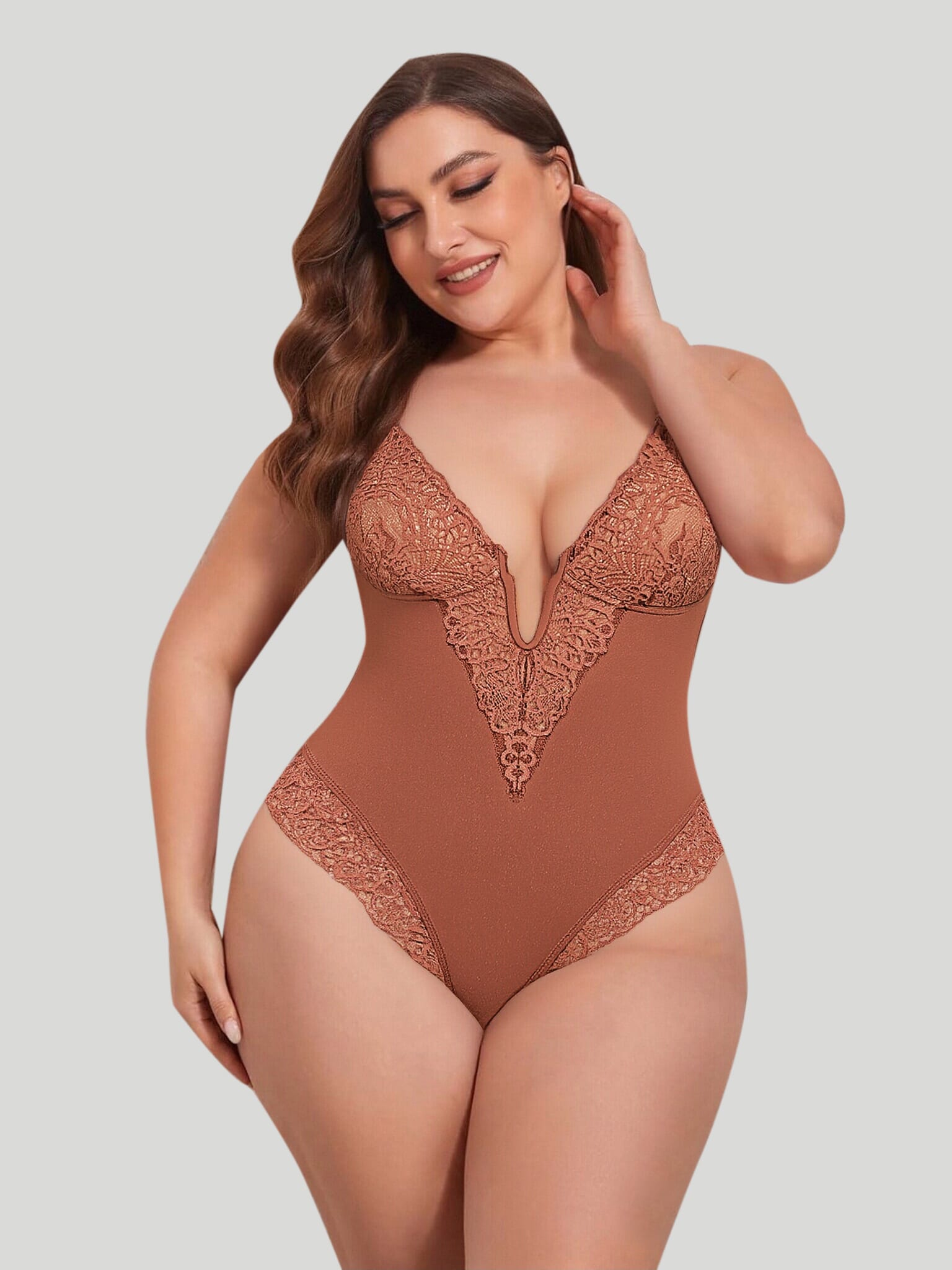 Lace Deep-V Neck Bodysuit