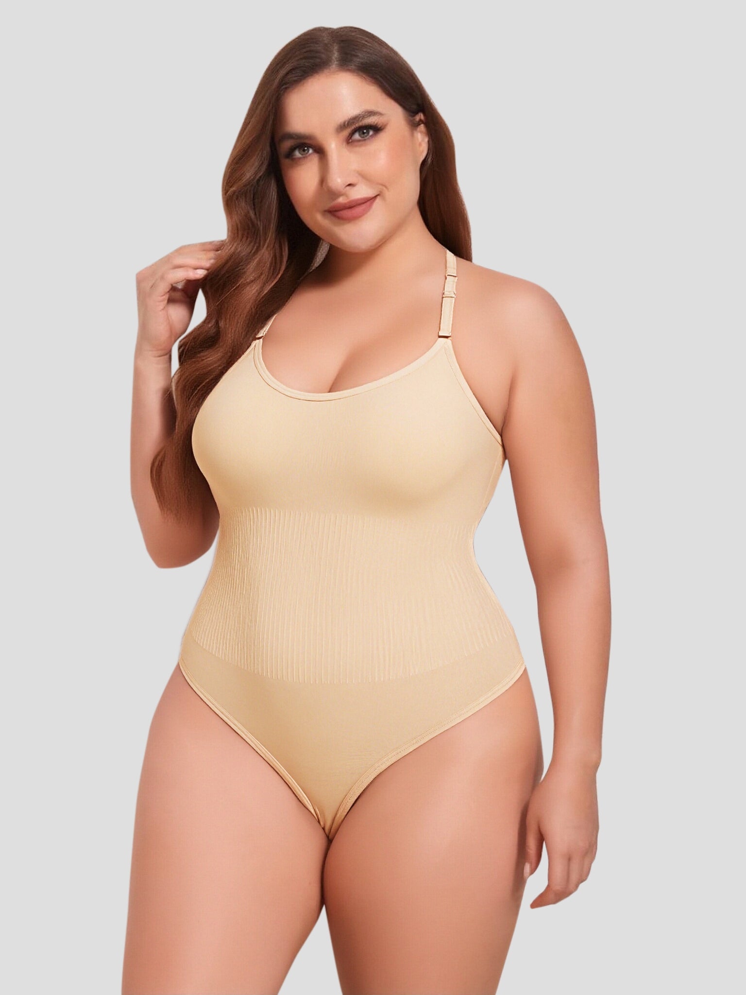Strong seamless tummy control design Thong Bodysuit