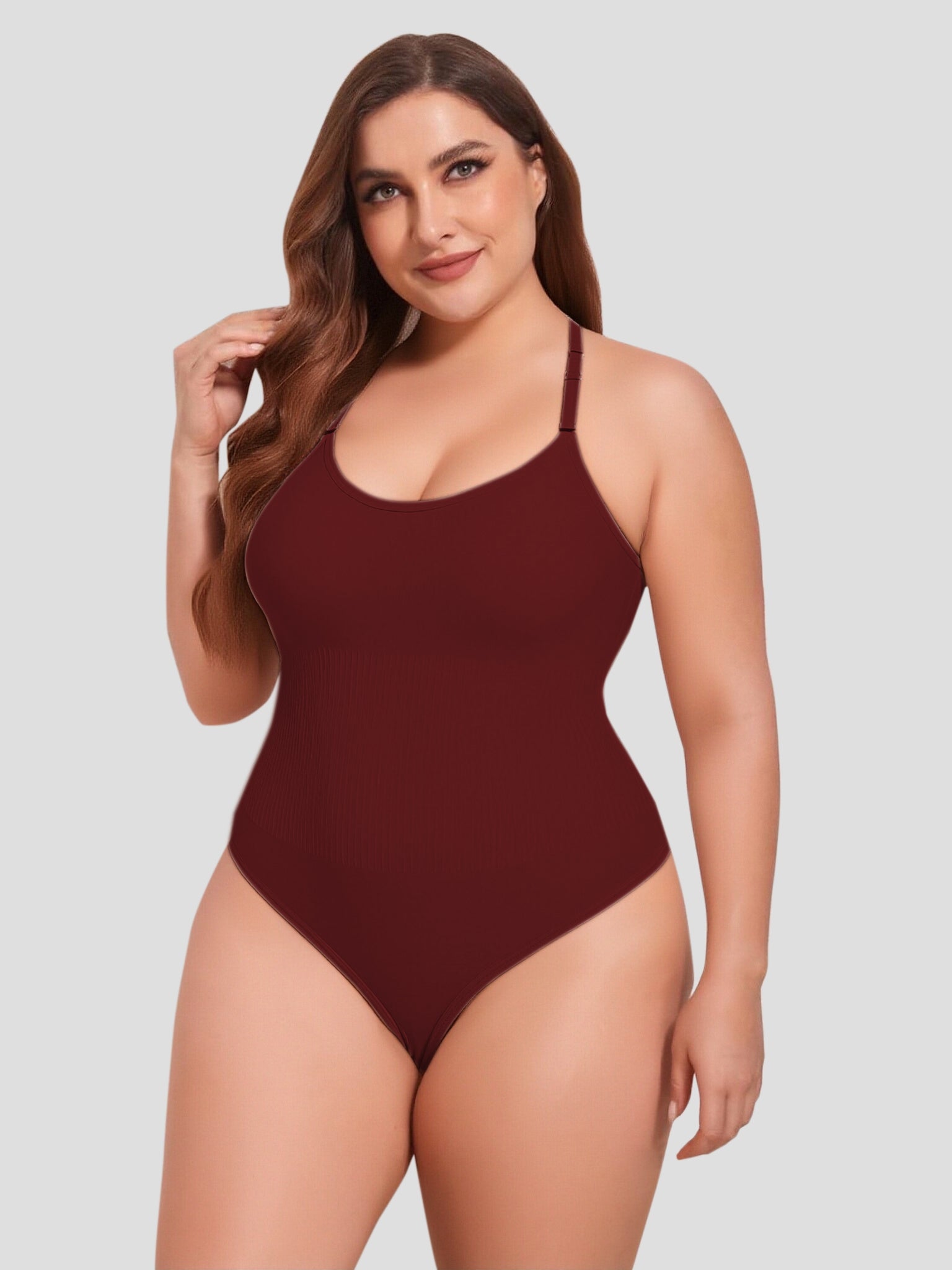 Strong seamless tummy control design Thong Bodysuit