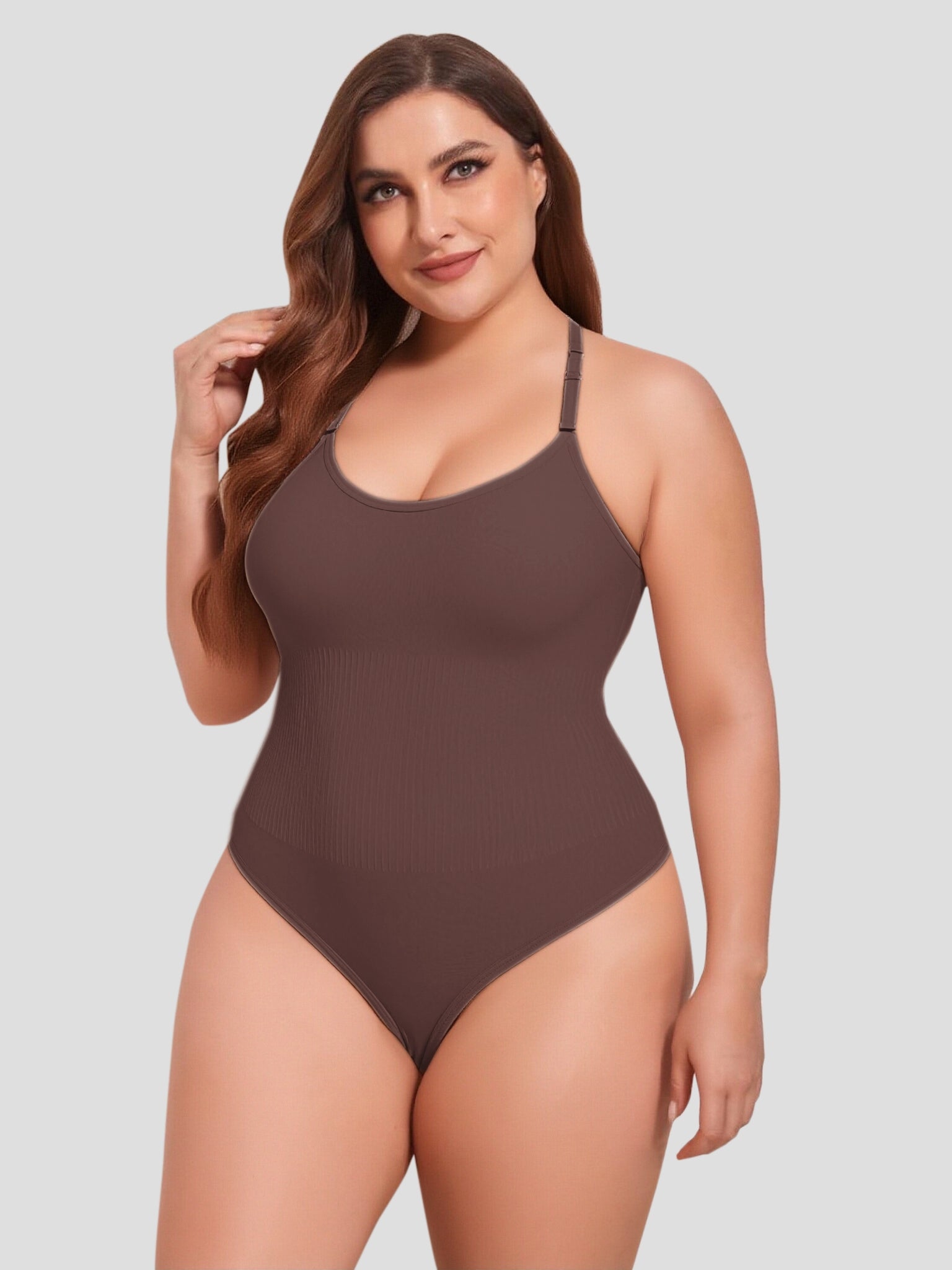 Strong seamless tummy control design Thong Bodysuit